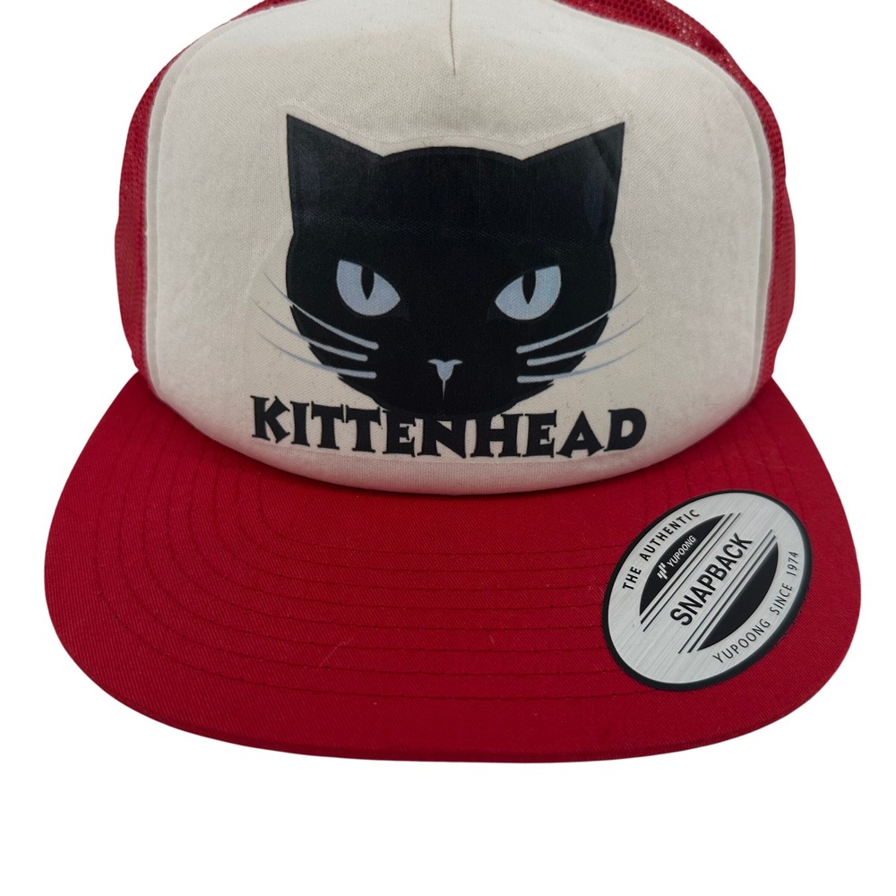 Kittenhead Band Black Cat Red Mesh Snapback Trucker Hat Yupoong Classics